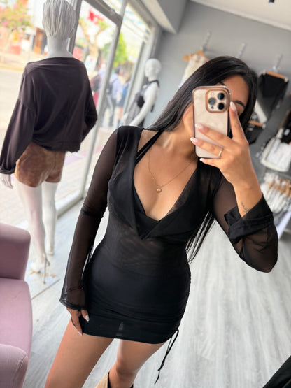 VESTIDO TUL DRAP AMARRA 🇦🇷